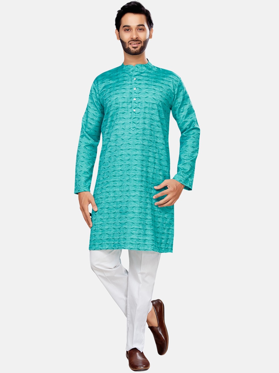 

Studio Shringaar Woven Design Straight Kurta, Green
