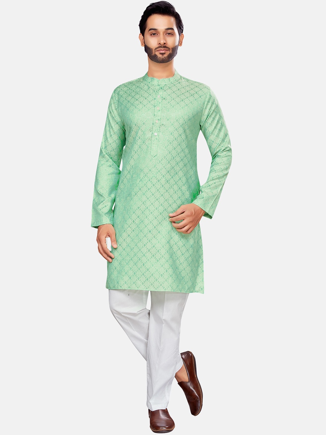 

Studio Shringaar Woven Design Straight Kurta, Green