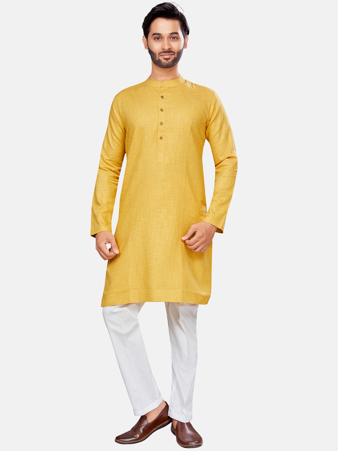 

Studio Shringaar Woven Design Straight Kurta, Yellow