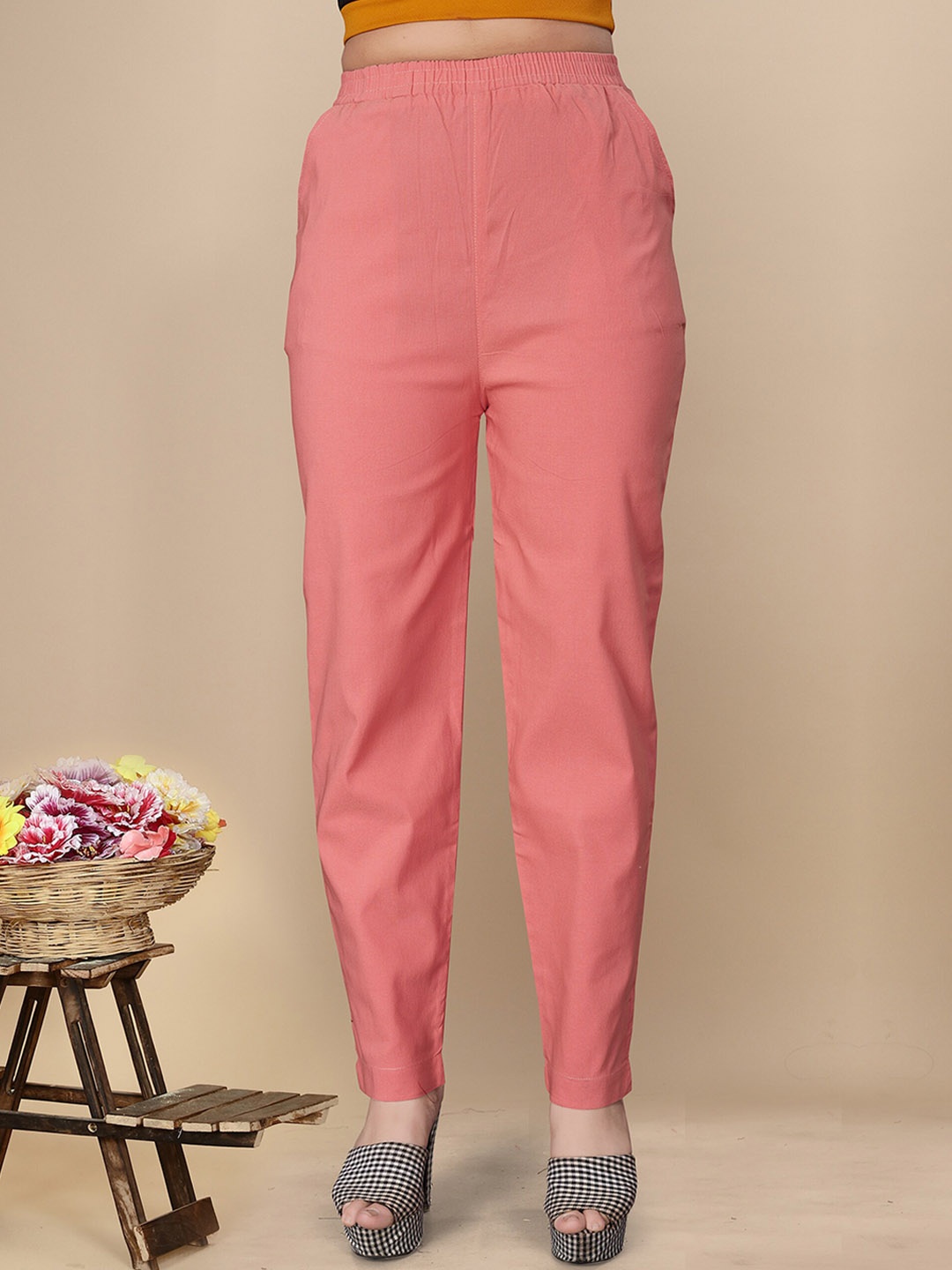 

UNITED LIBERTY Women Relaxed Easy Wash Trousers, Peach