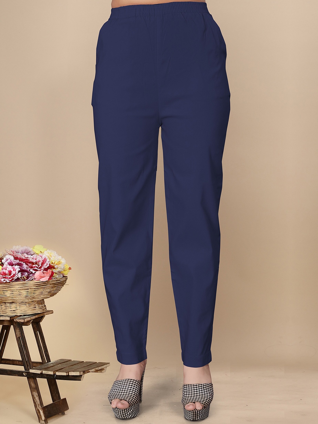 

UNITED LIBERTY Women Relaxed Easy Wash Trousers, Blue