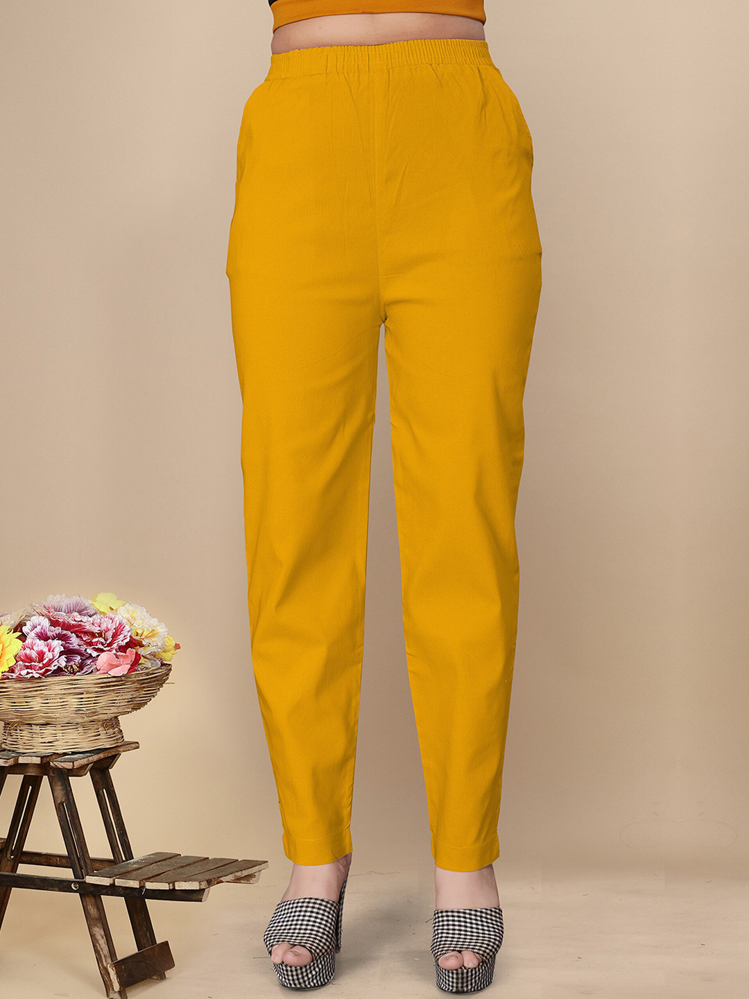 

UNITED LIBERTY Women Easy Wash Trousers, Yellow