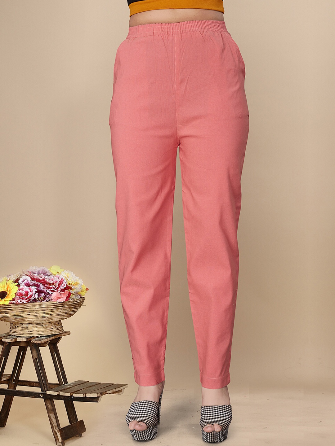 

UNITED LIBERTY Women Relaxed Easy Wash Trousers, Peach