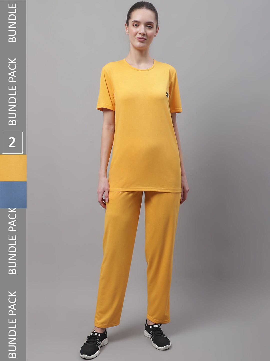 

VIMAL JONNEY Pack Of 2 T-Shirt & Track Pants Co-Ords, Yellow