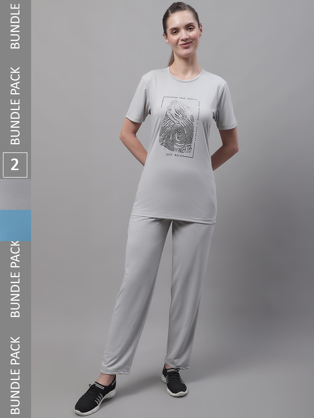 

MACK JONNEY Pack Of 2 Skin-Friendly Graphic Printed Sports Tracksuit, Grey