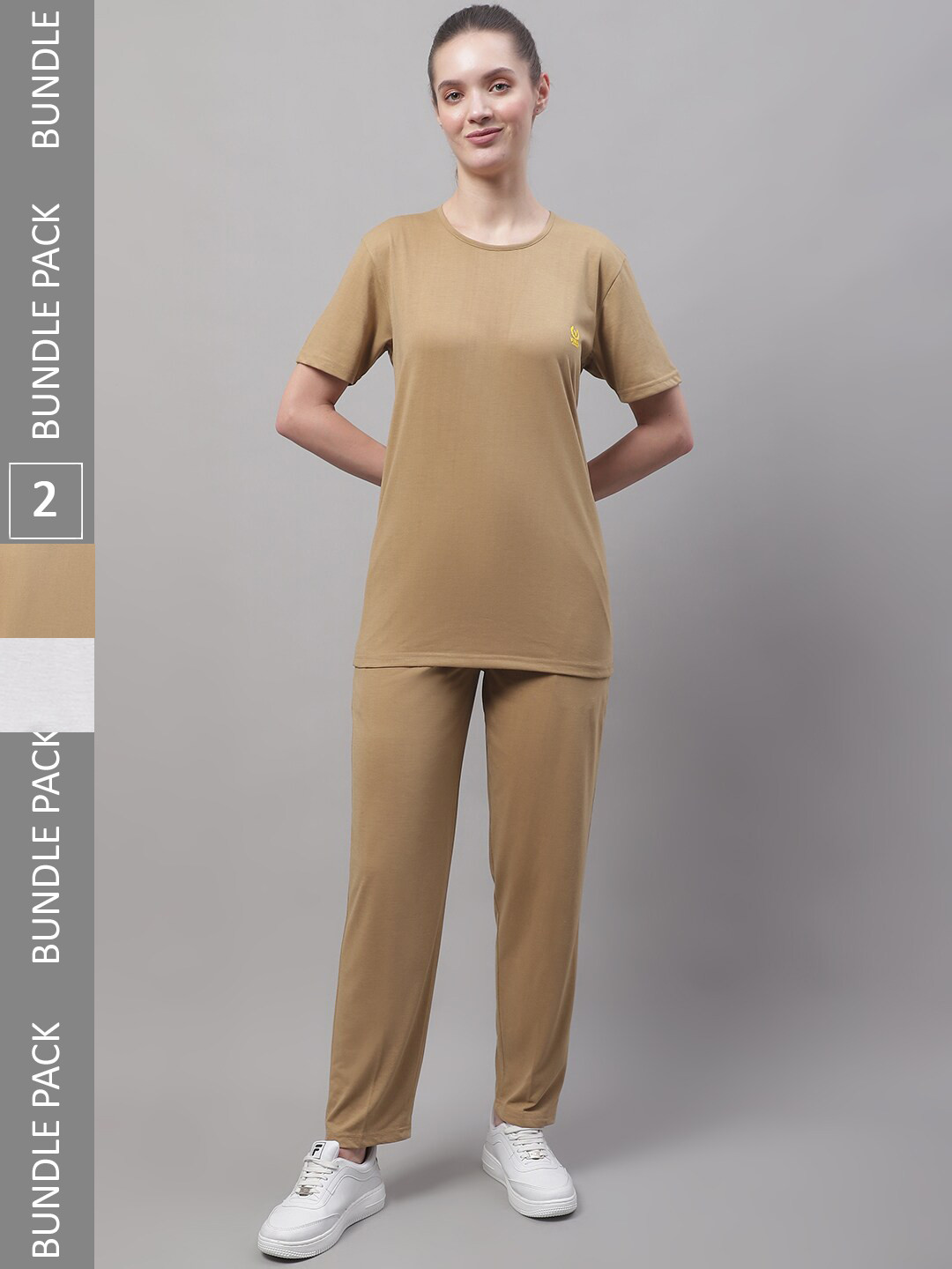 

VIMAL JONNEY Pack Of 2 Skin-friendly Sports Tracksuits, Brown