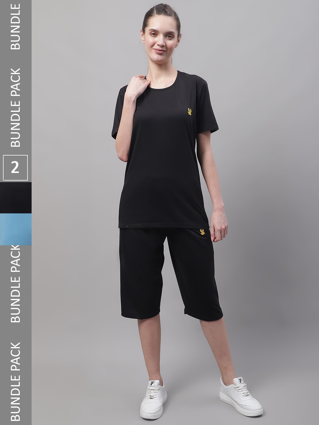 VIMAL JONNEY Pack Of 2 Skin-Friendly Sports Tracksuits, Black