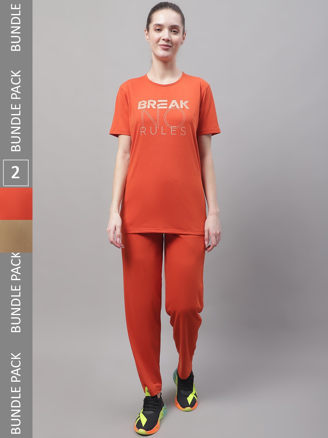 

MACK JONNEY Pack Of 2 Typography Printed Sports Tracksuits, Orange