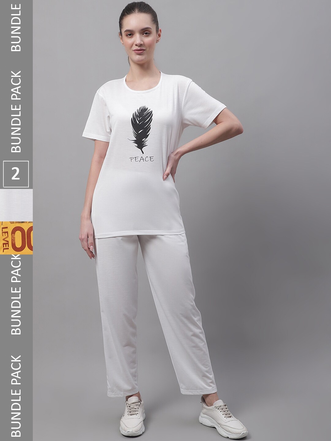 VIMAL JONNEY Pack Of 2 Printed Cotton Tracksuits, White