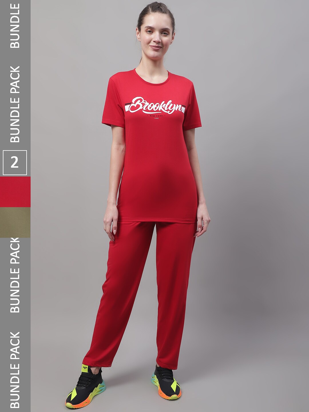 

VIMAL JONNEY Pack Of 2 T-shirt & Trackpants, Red
