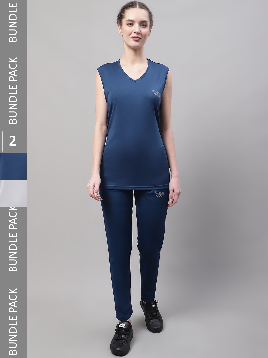 

VIMAL JONNEY Women Pack Of 2 V-Neck Tracksuit, Blue