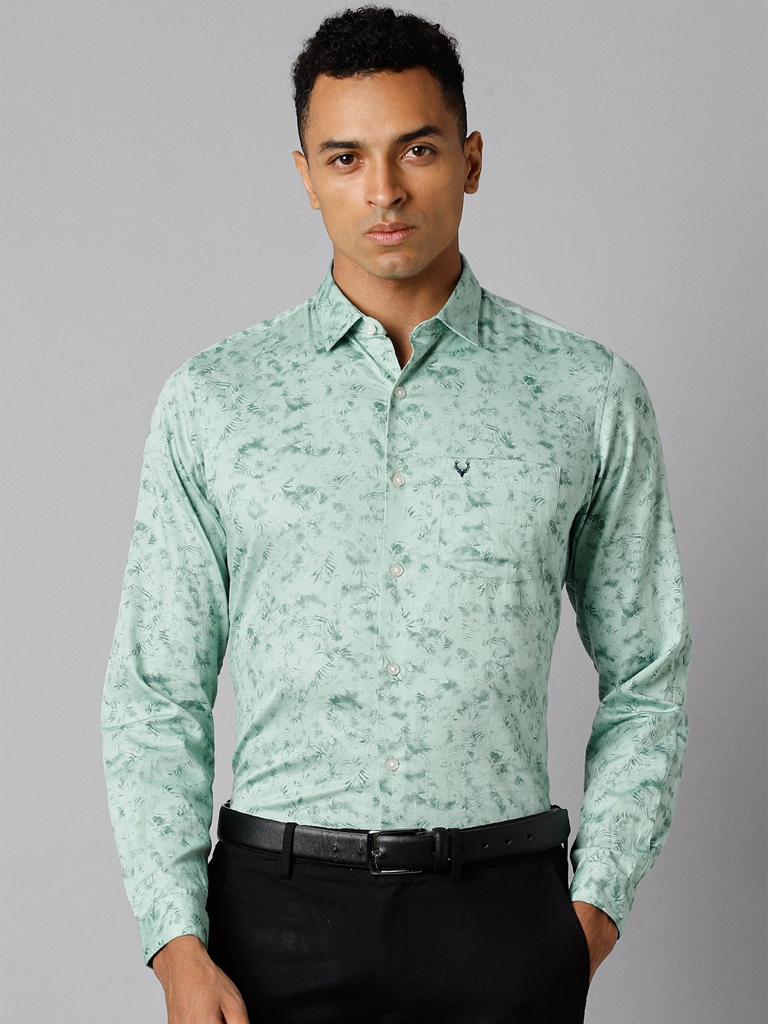 

Allen Solly Floral Printed Slim Fit Pure Cotton Formal Shirt, Green