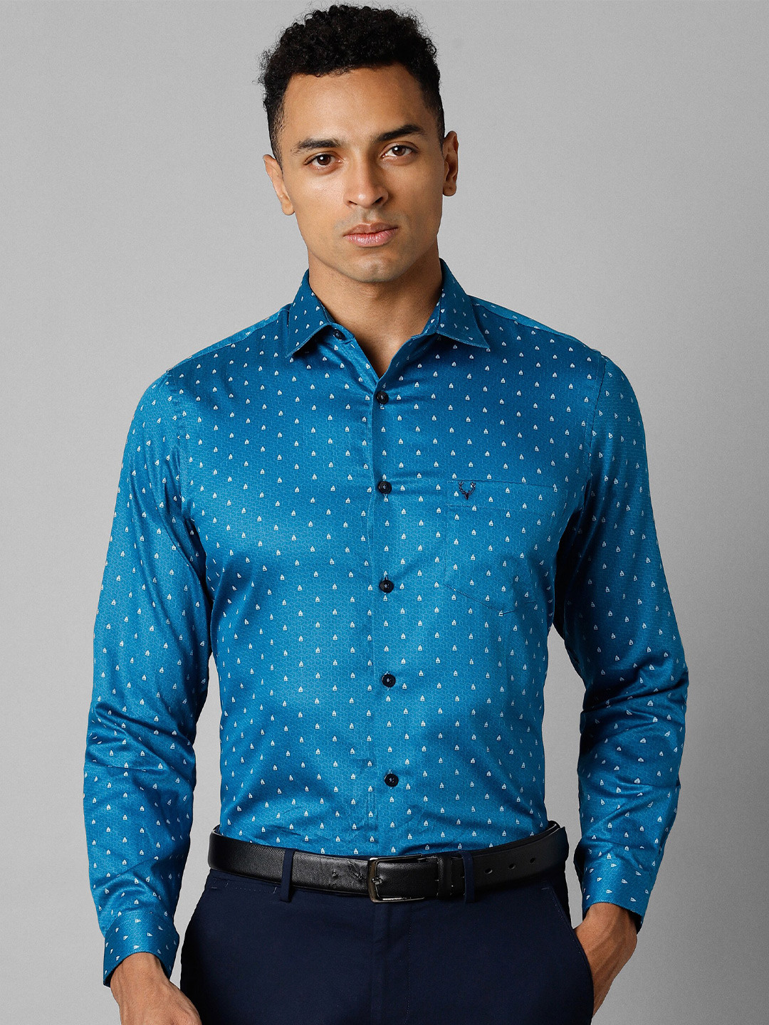 

Allen Solly Printed Cotton Slim Fit Opaque Formal Shirt, Blue