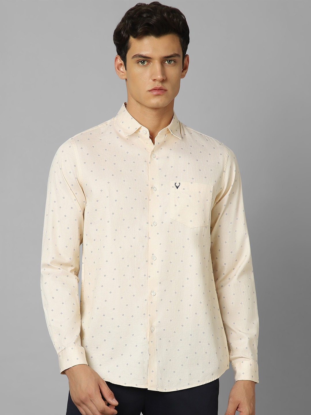 

Allen Solly Printed Cotton Slim Fit Opaque Casual Shirt, Beige