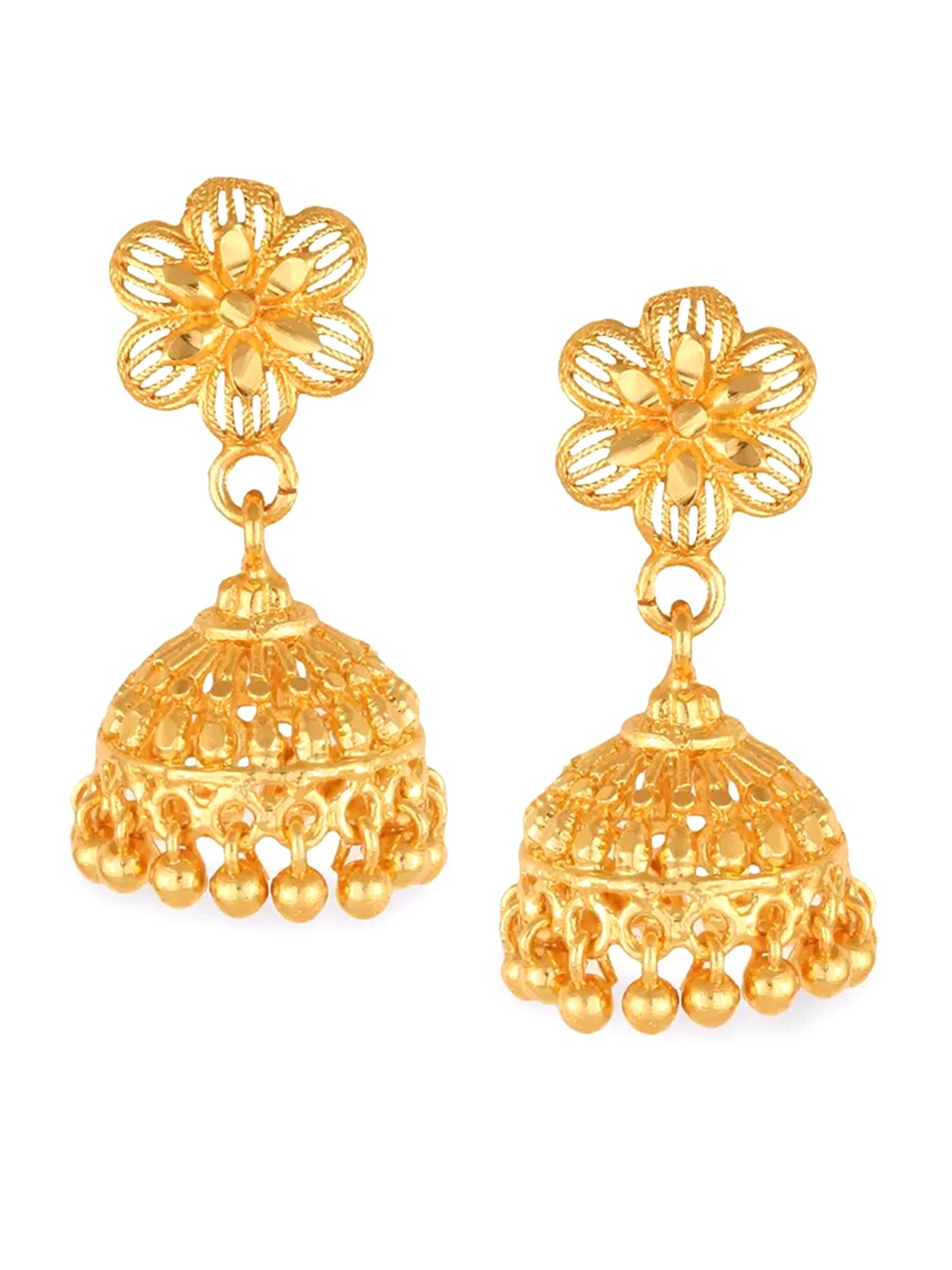 

Vighnaharta Gold-Toned Floral Jhumkas