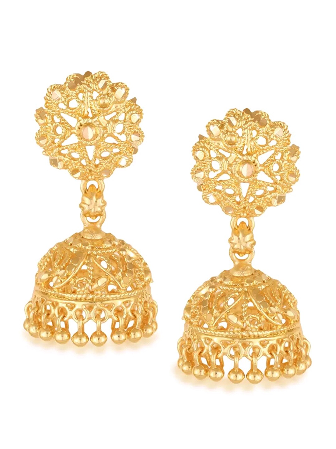 

Vighnaharta Gold-Plated Floral Jhumkas