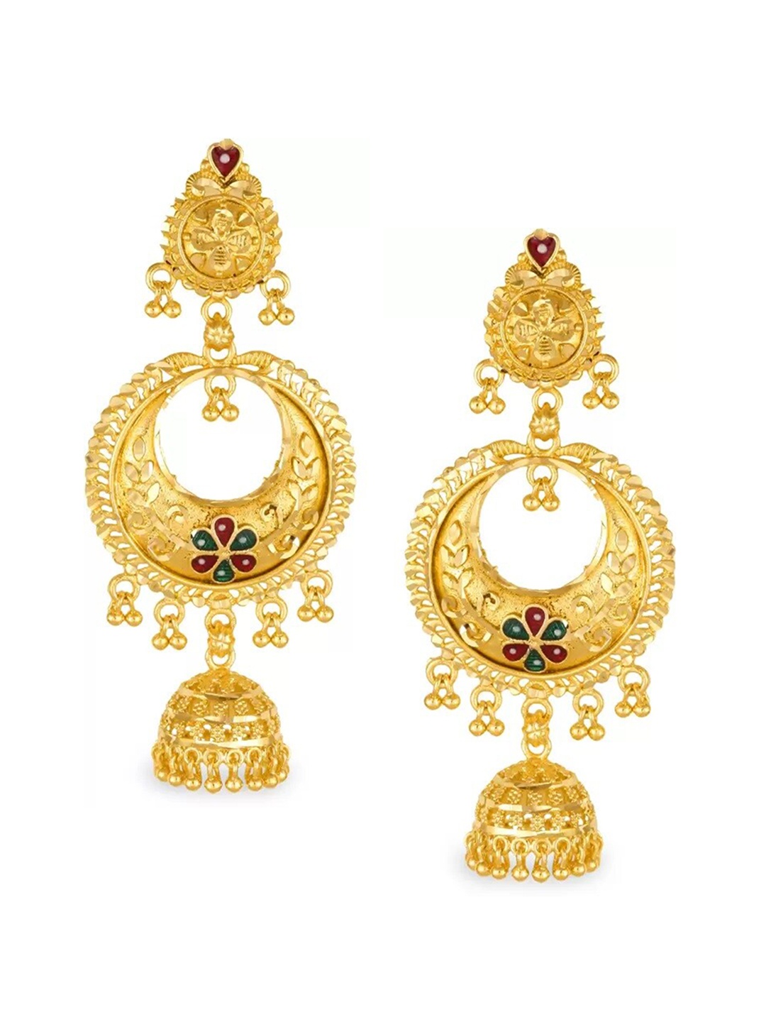 

Vighnaharta Gold-Plated Dome Shaped Drop Earrings