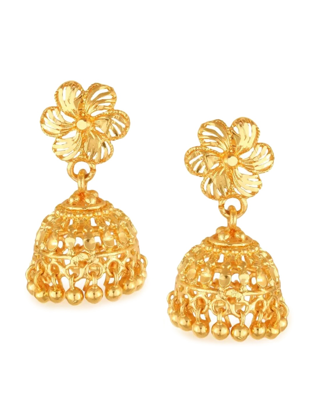 

Vighnaharta Gold-Plated Floral Jhumkas Earrings