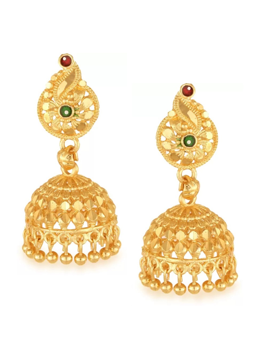 

Vighnaharta Gold-Plated Floral Jhumkas Earrings
