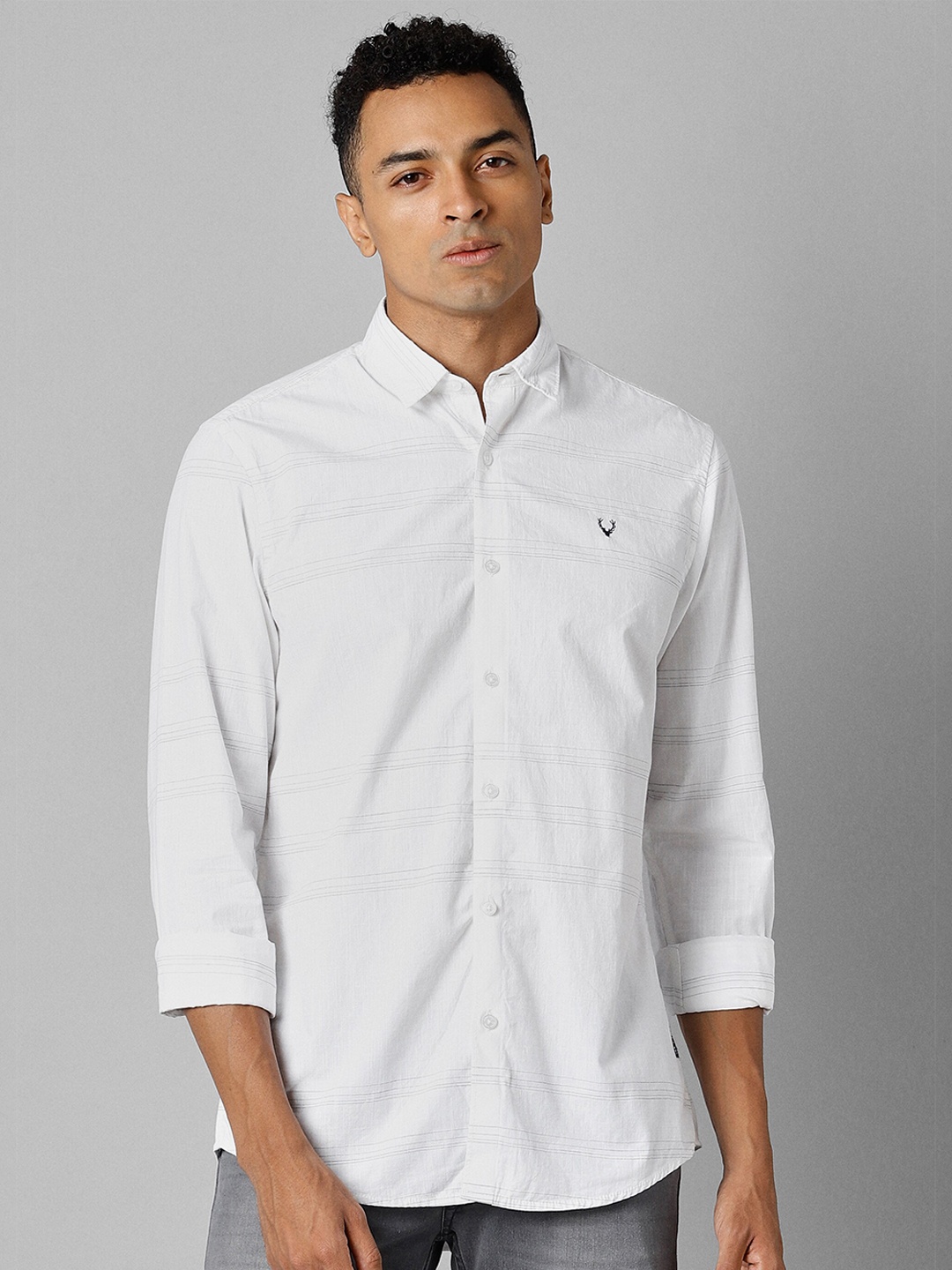 

Allen Solly Sport Striped Cotton Slim Fit Opaque Casual Shirt, White