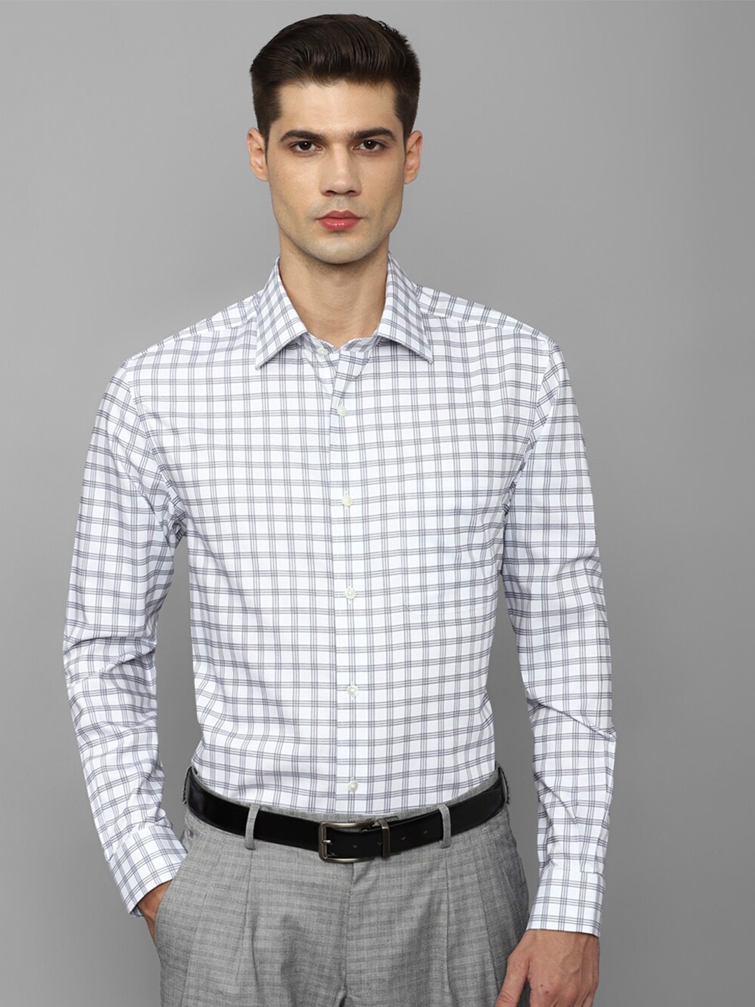 

Louis Philippe Gingham Checked Slim Fit Formal Shirt, White