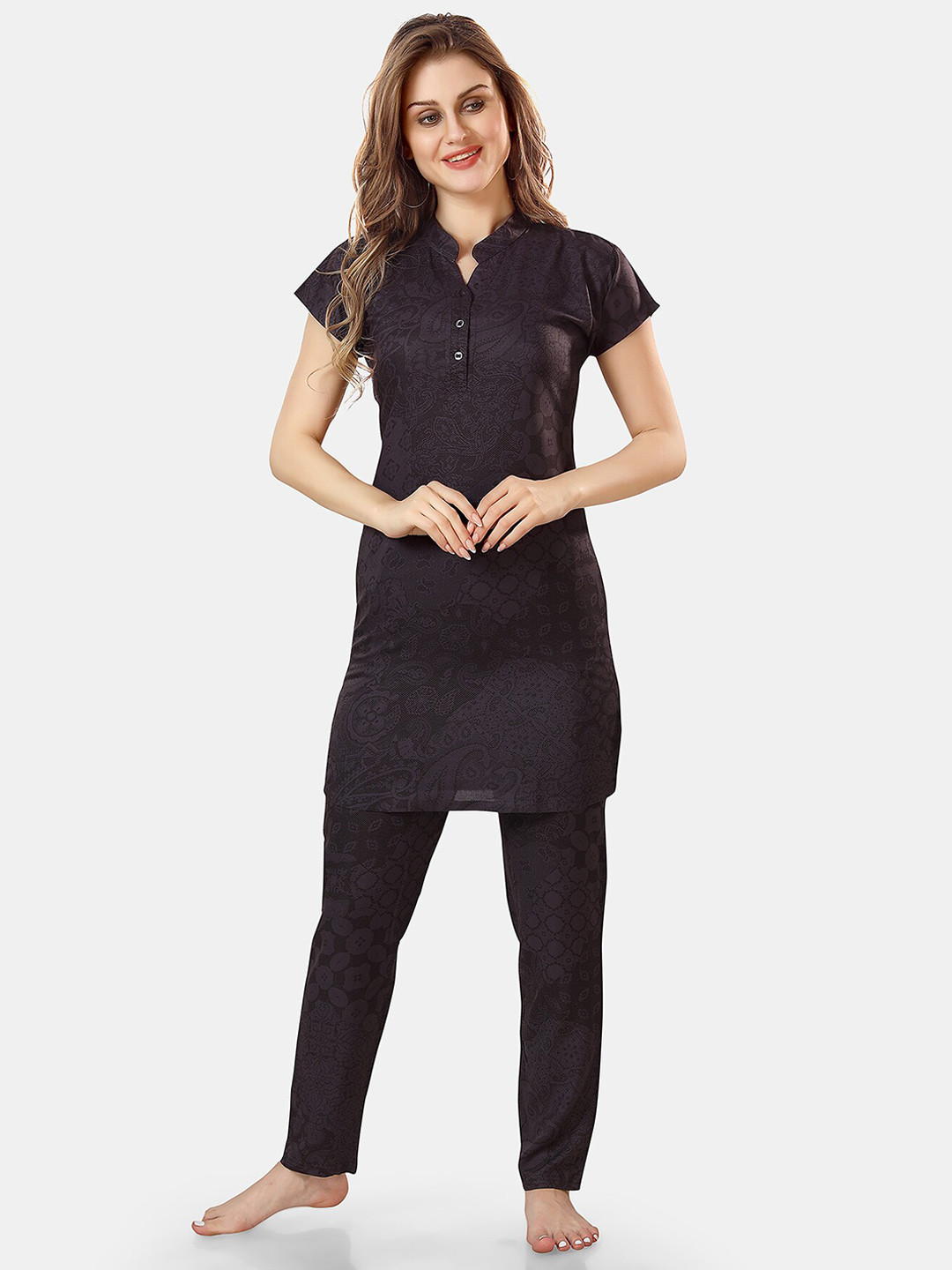 

Be You Ethnic Motifs Printed Night Suit, Violet