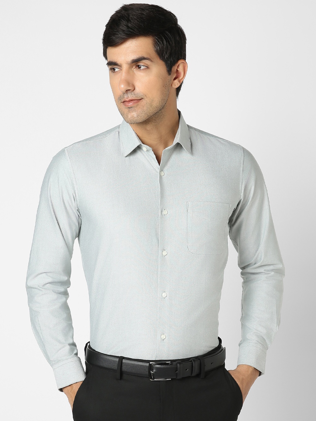 

Peter England Textured Pure Cotton Formal Shirt, Grey