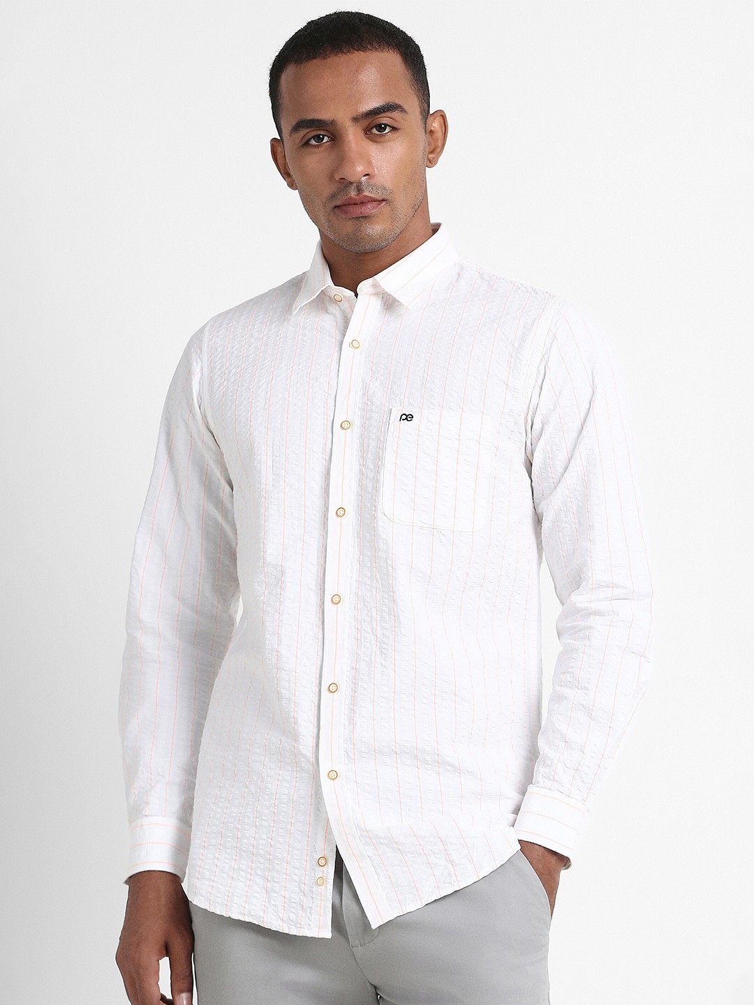 

Peter England Casuals Slim Fit Striped Casual Shirt, White