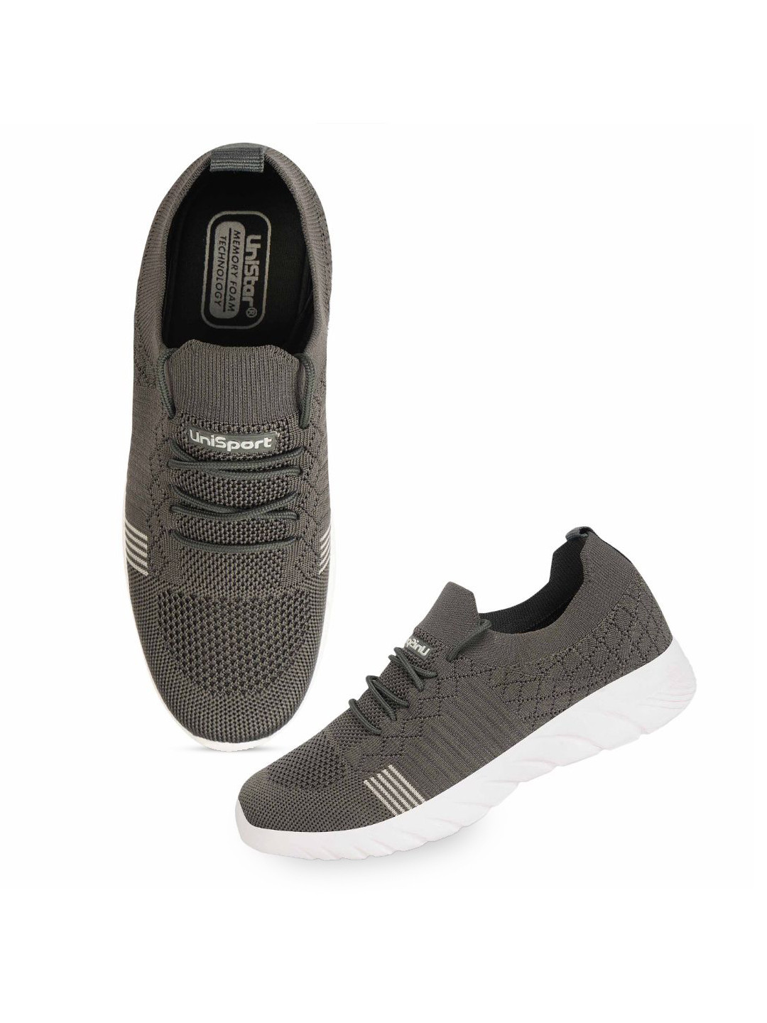 

UNISTAR Men Mesh Memory Foam Insole Walking Shoes, Grey