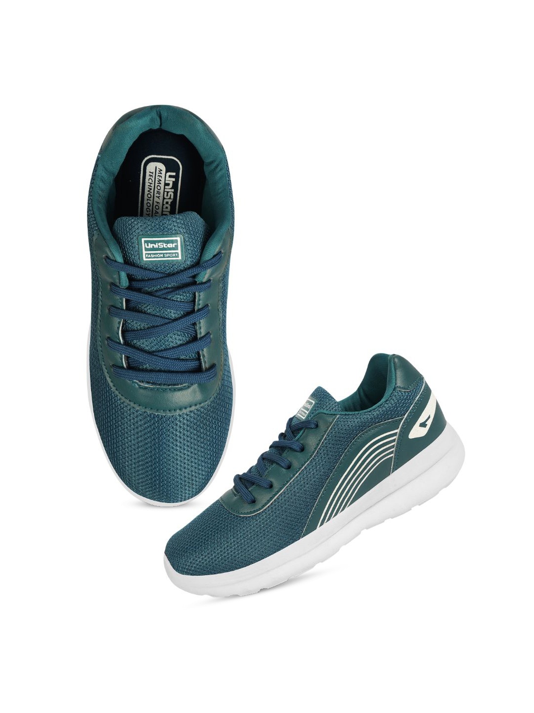 

UNISTAR Men Mesh Memory Foam Insole Non-Marking Walking Shoes, Teal