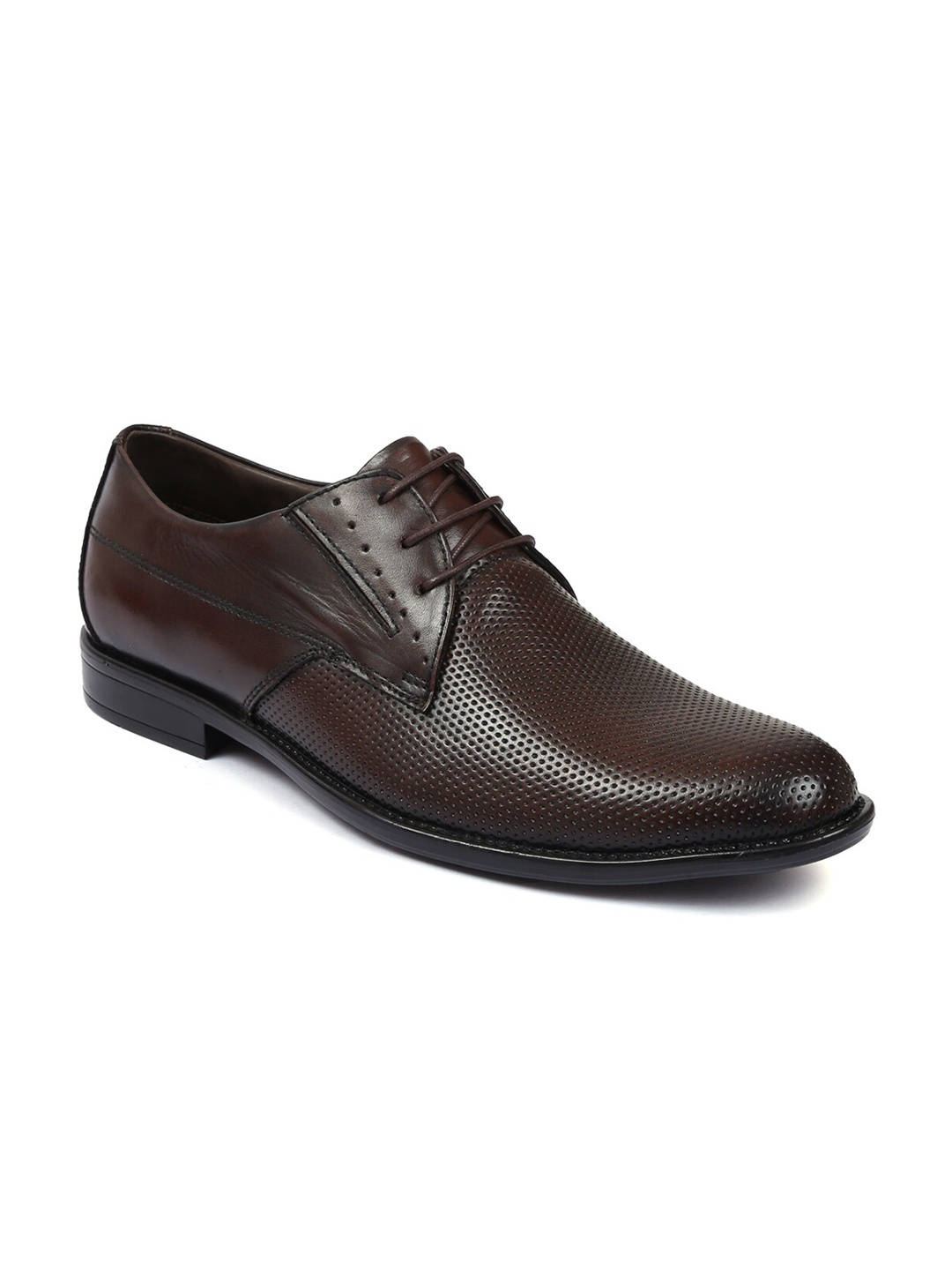 

Zoom Shoes Men Textured Leather Formal Derbys, Brown