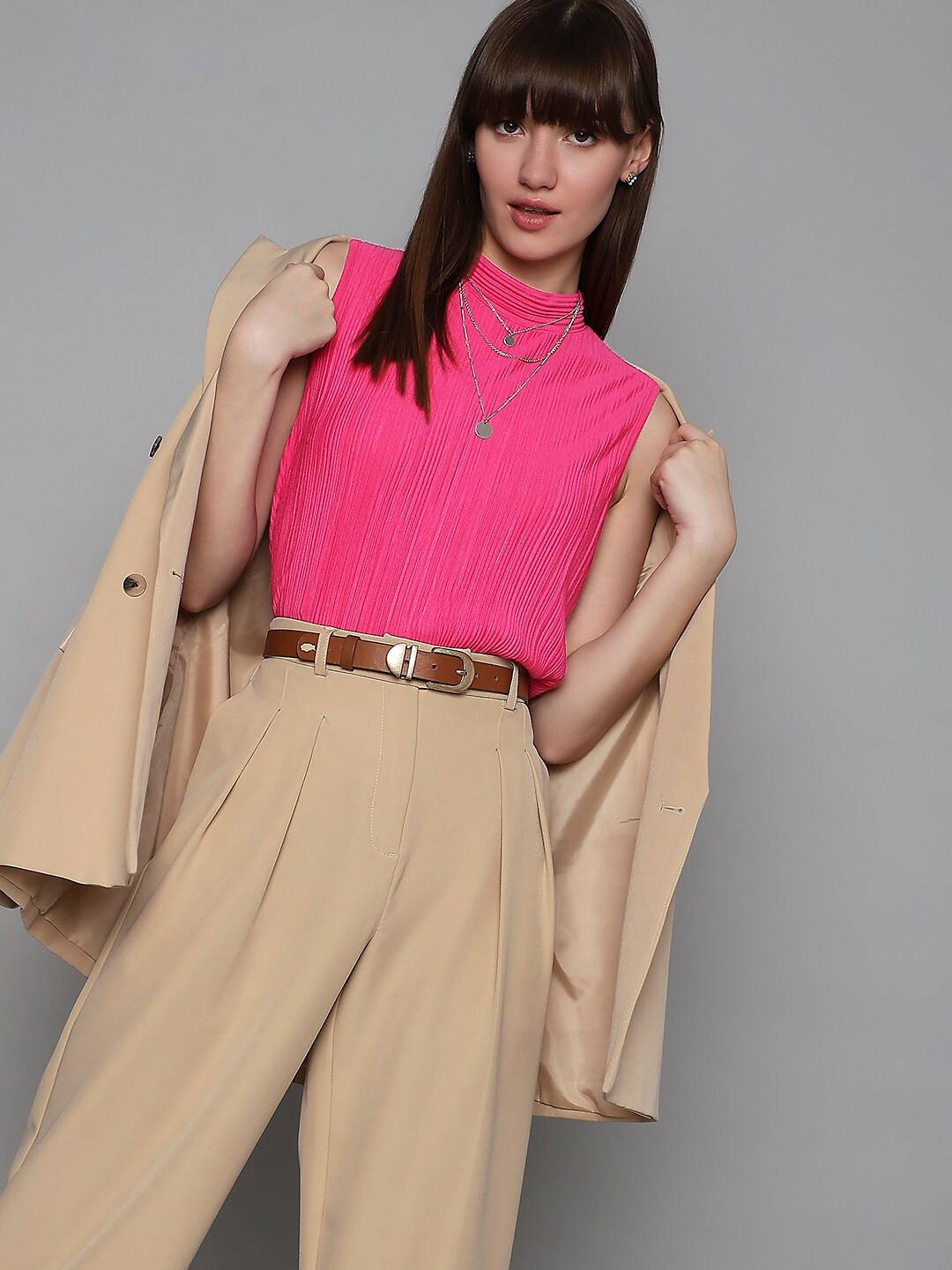 

Vero Moda High Neck Sleeveless A-Line Top, Pink