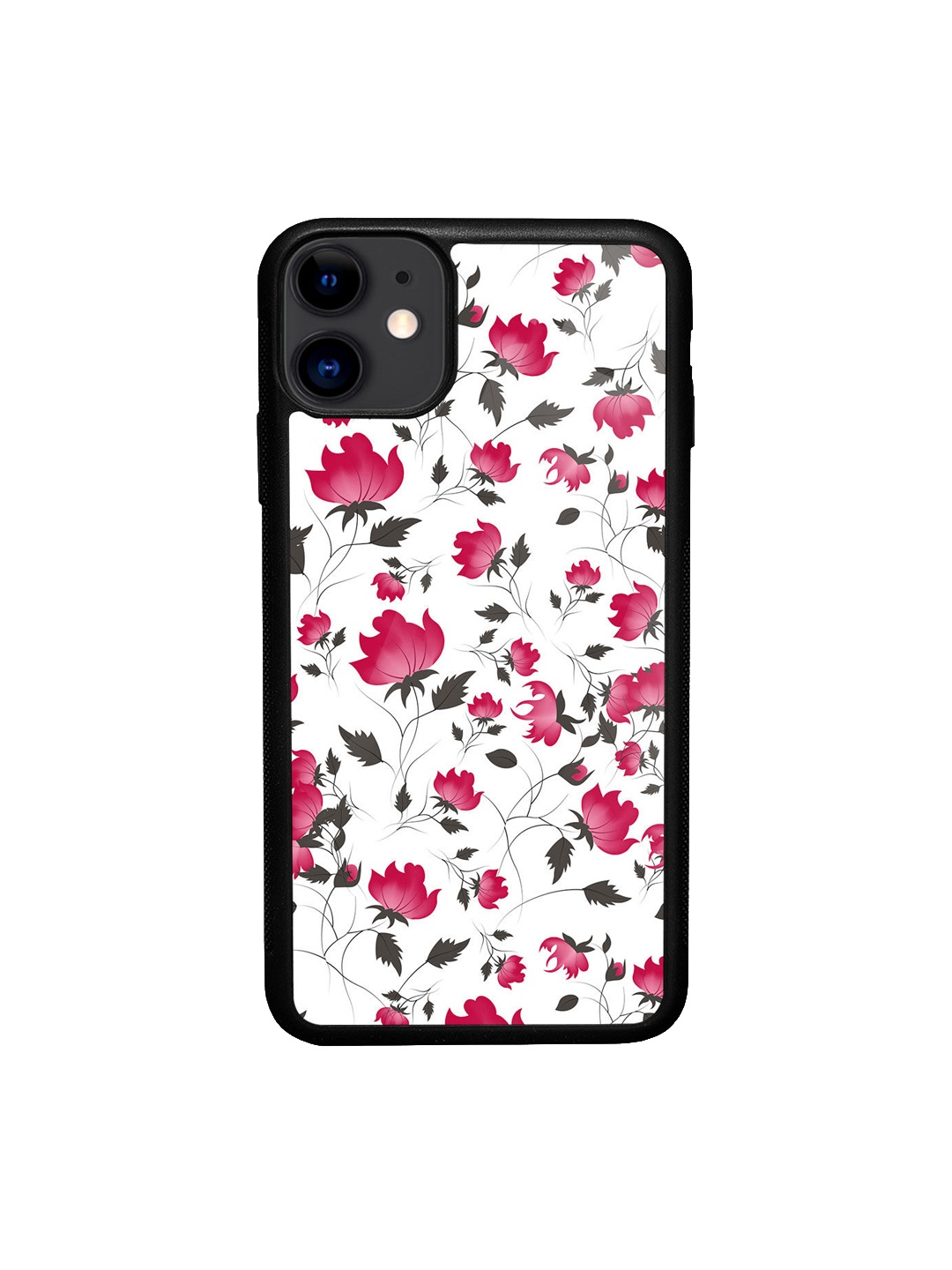 

macmerise Floral Printed iPhone 11 Phone Glass Back Case, White