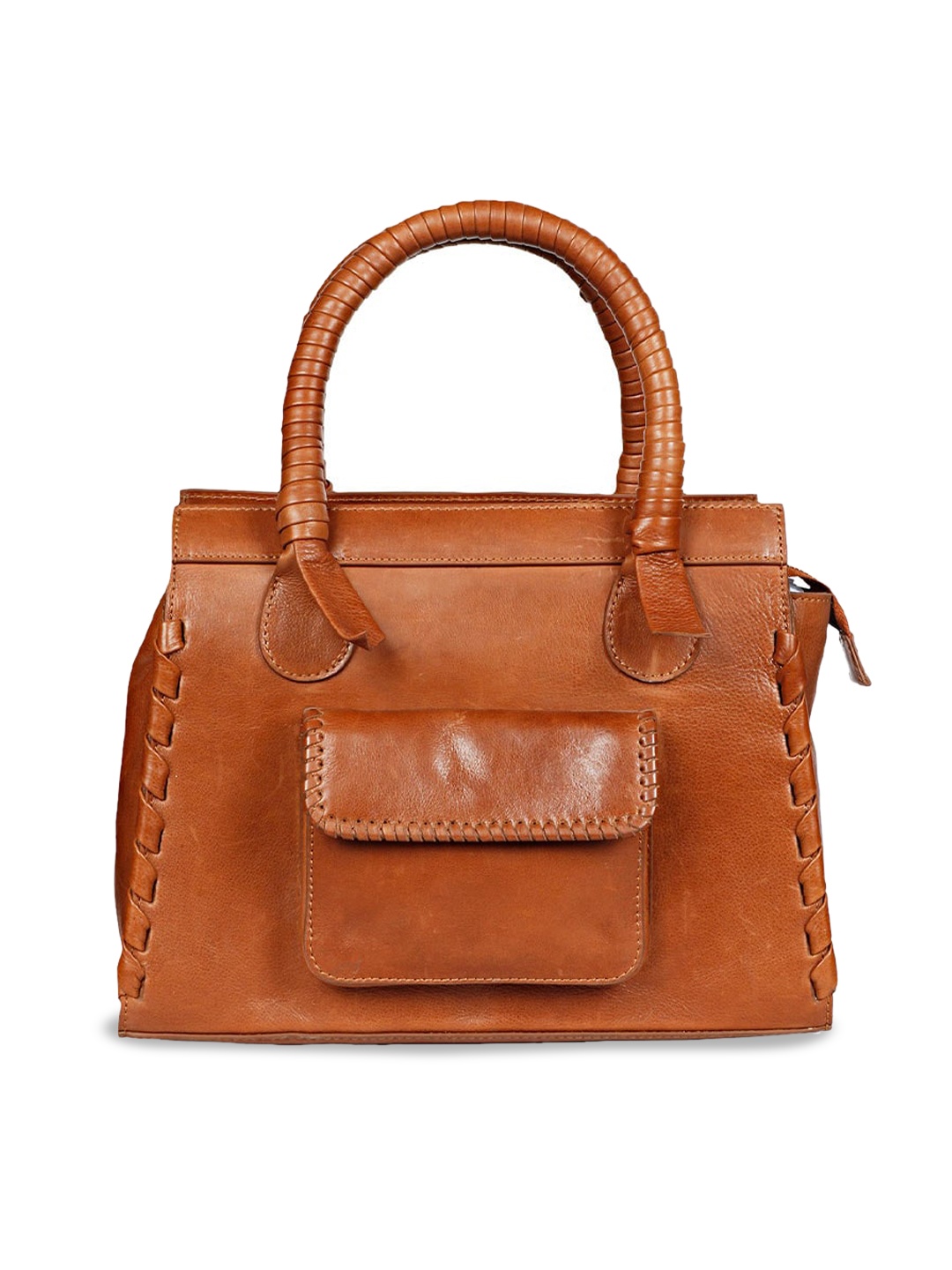 

Favore Leather Structured Handheld Bag, Tan