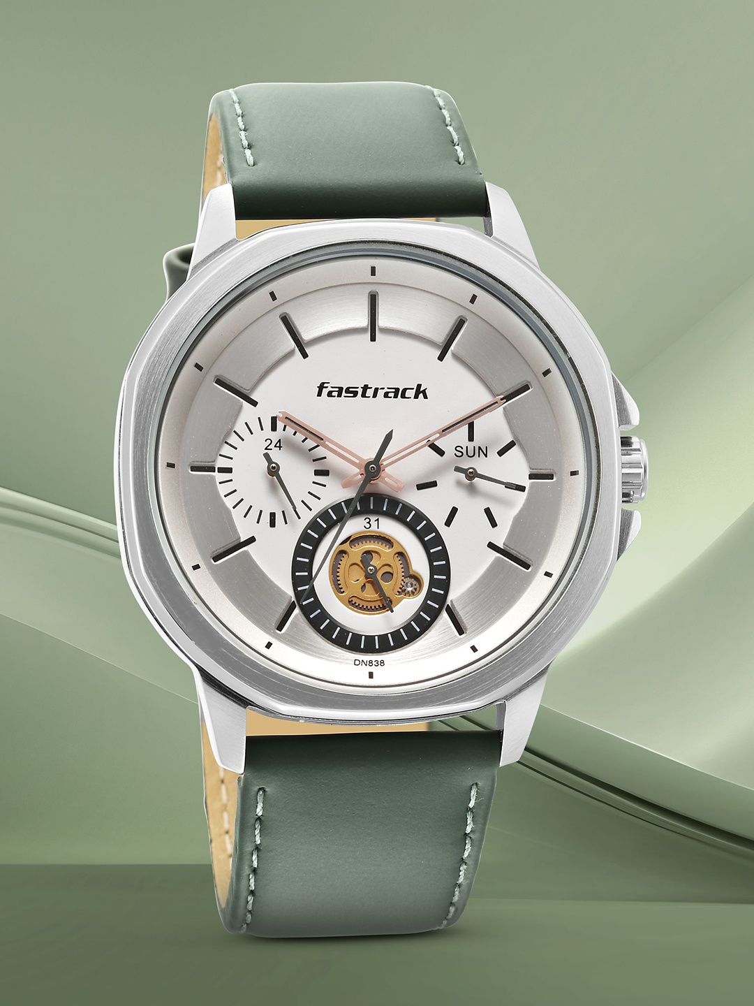 

Fastrack Men Brass Dial & Leather Straps Analogue Watch 3303SL02, Grey
