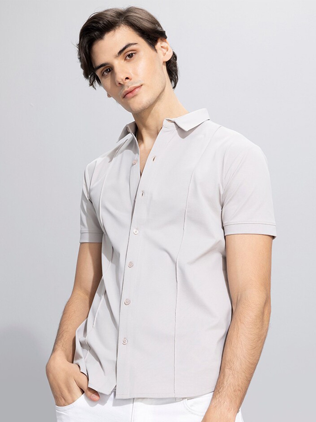 

Snitch Grey Classic Slim Fit Casual Shirt