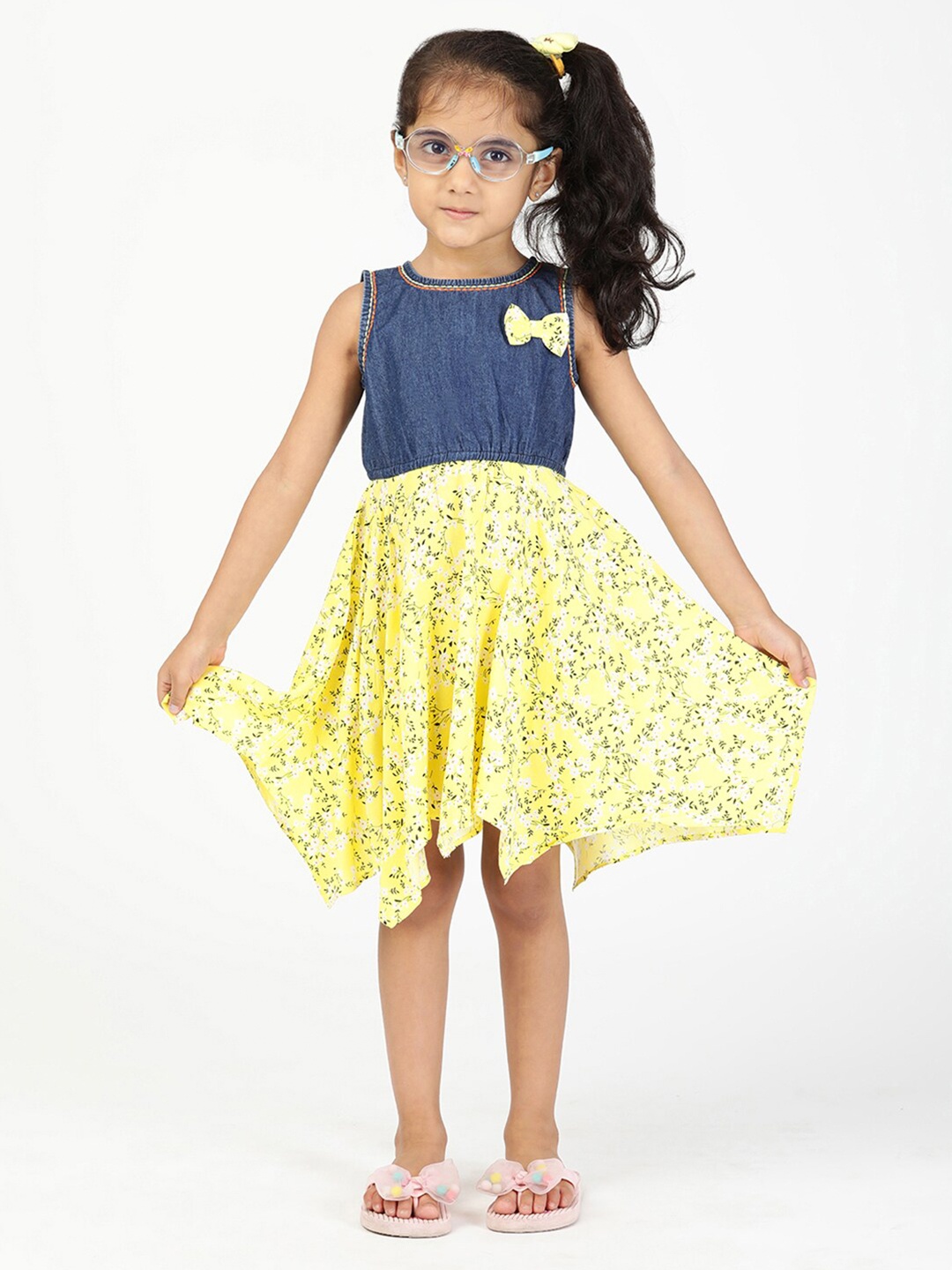 

Budding Bees Girls Floral Printed Fit & Flare Dress, Yellow