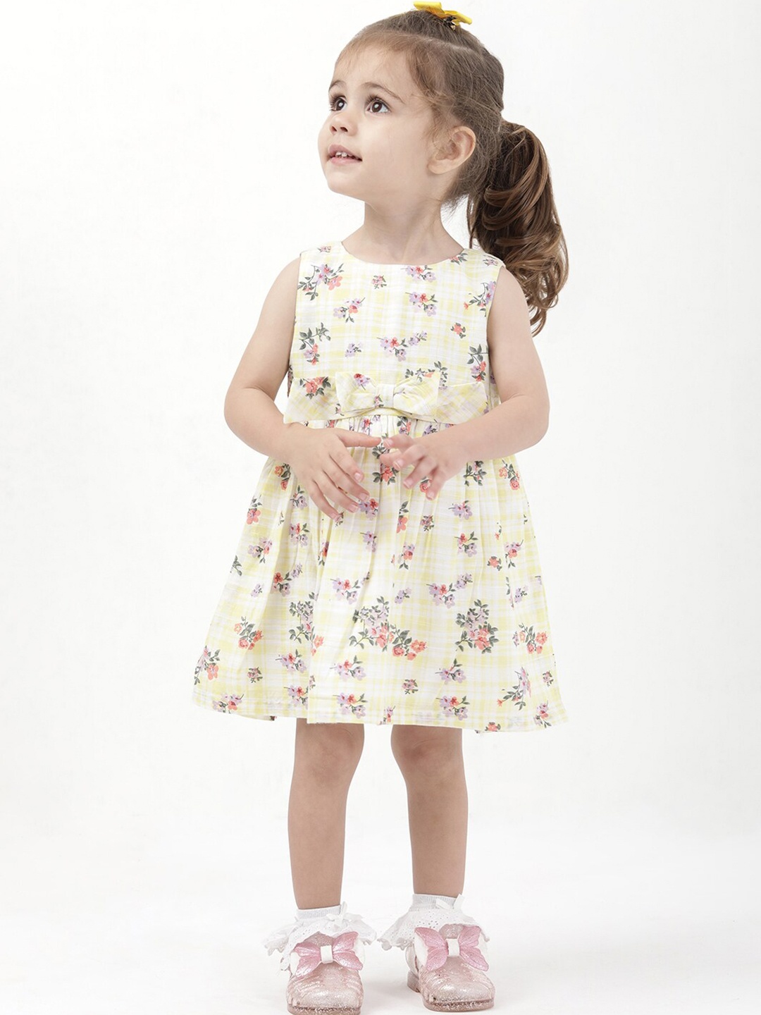 

Budding Bees Girls Floral Printed Cotton Fit & Flare Dress, Yellow