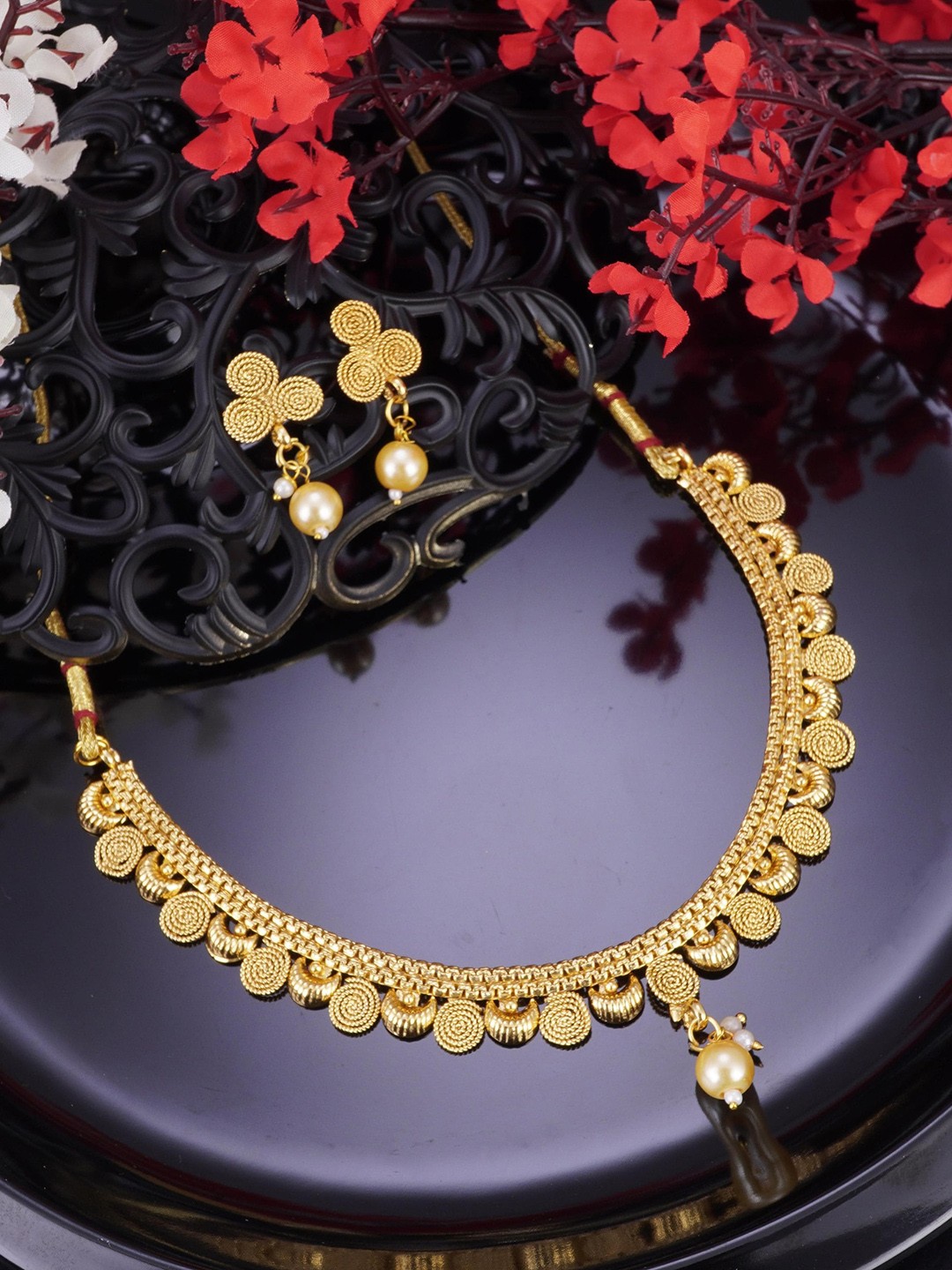 

LAFORWORD Gold-Plated Beaded Jewellery Set