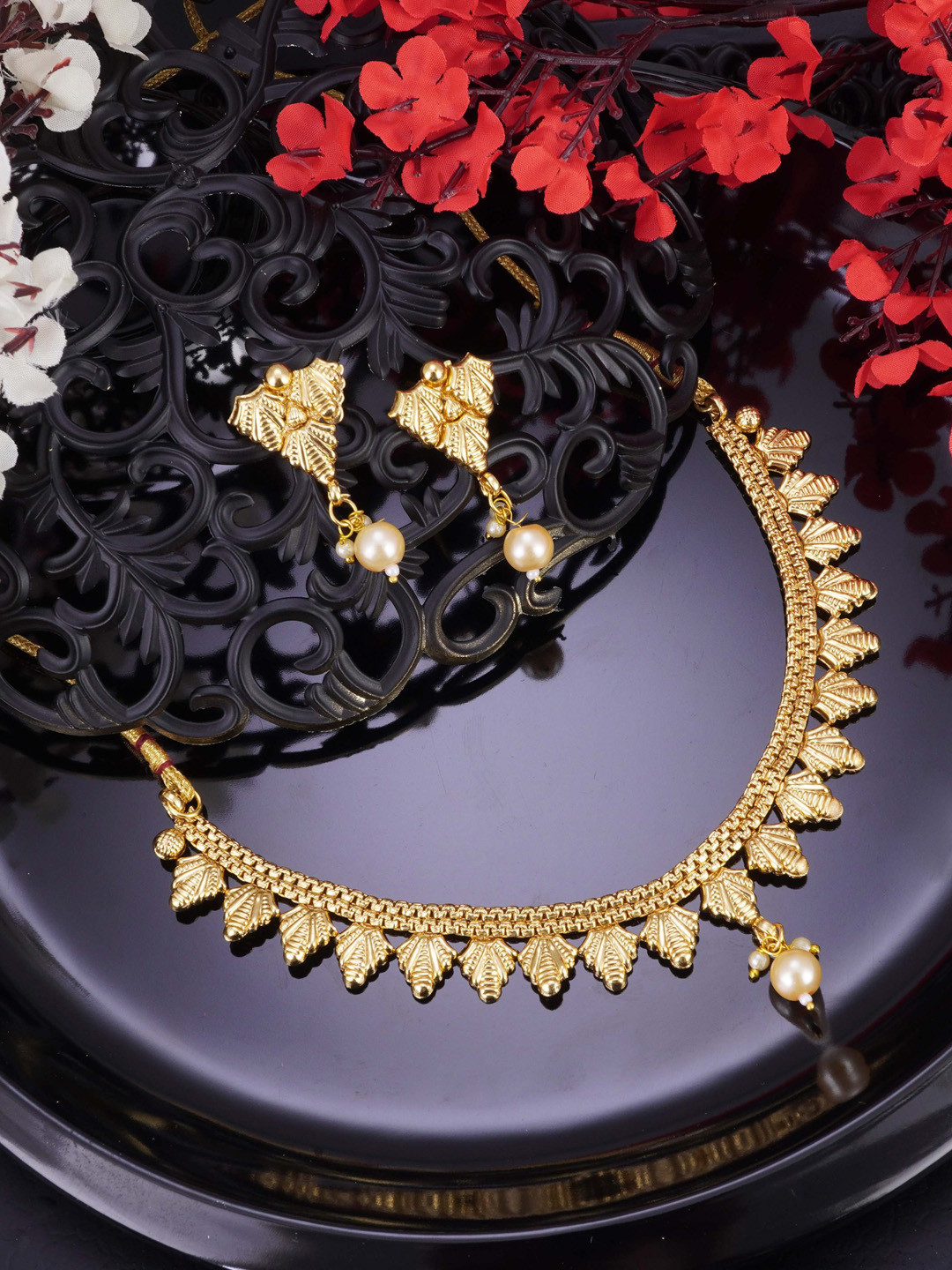 

LAFORWORD Gold-Plated Beaded Jewellery Set