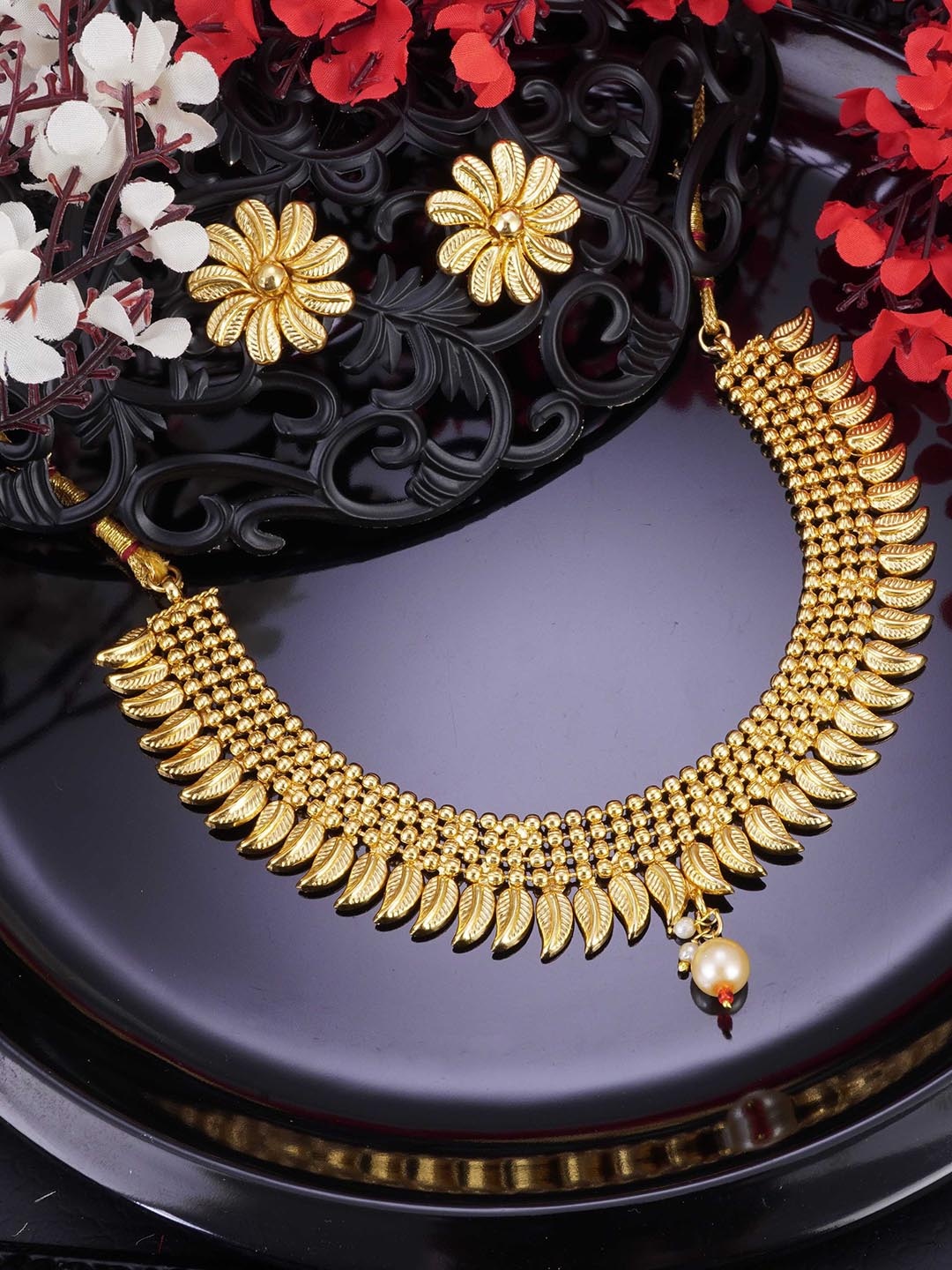 

LAFORWORD Gold-Plated Beaded Jewellery Set