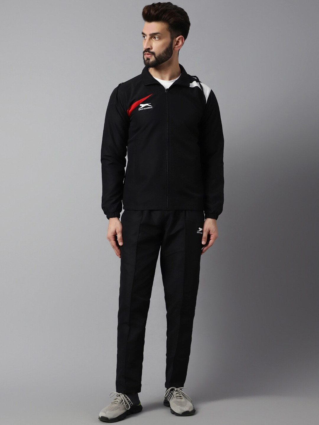 

Shiv Naresh Mock Collar Sports Tracksuits, Black