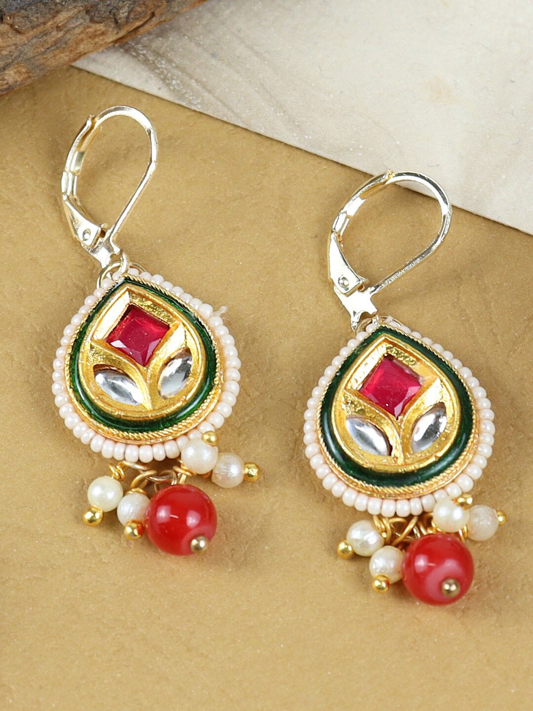 

Asthetika Kids Gold Plated Contemporary Kundan Drop Earrings