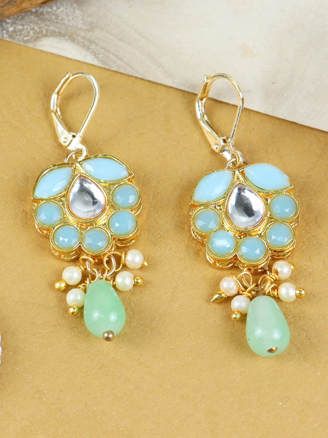 

Asthetika Kids Gold Plated Contemporary Kundan Drop Earrings