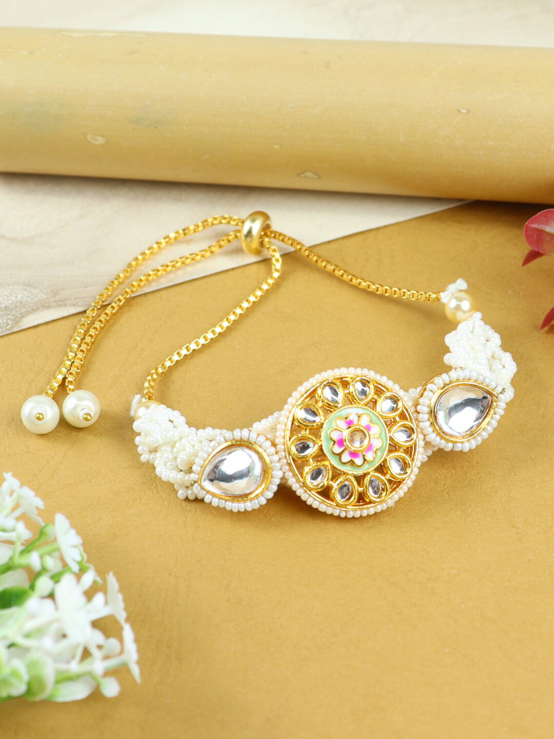 

Asthetika Kids Girls Kundan Gold-Plated Armlet Bracelet
