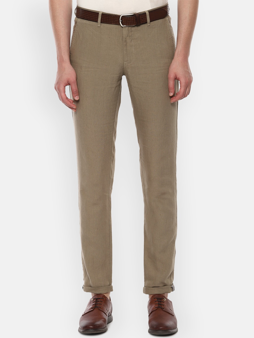 

Van Heusen Sport Men Slim Fit Linen Chinos Trousers, Brown