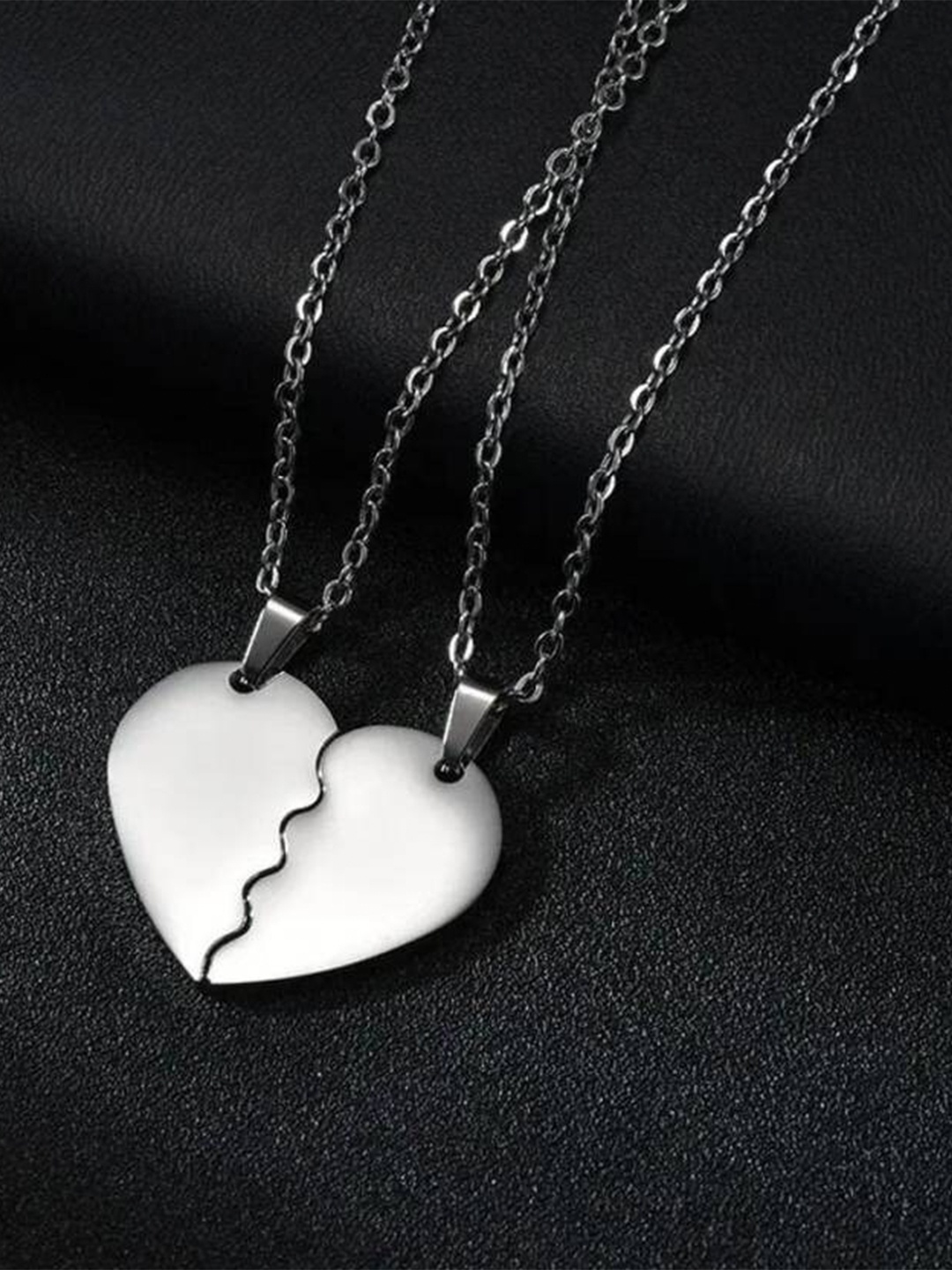 

VIEN Stainless Steel Broken Heart Couple Chain, Silver