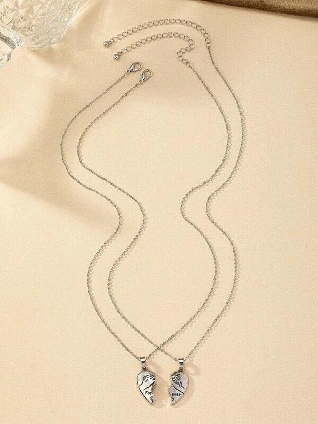 

VIEN Silver-Plated Heart Pendant Magnetic Couple Chain
