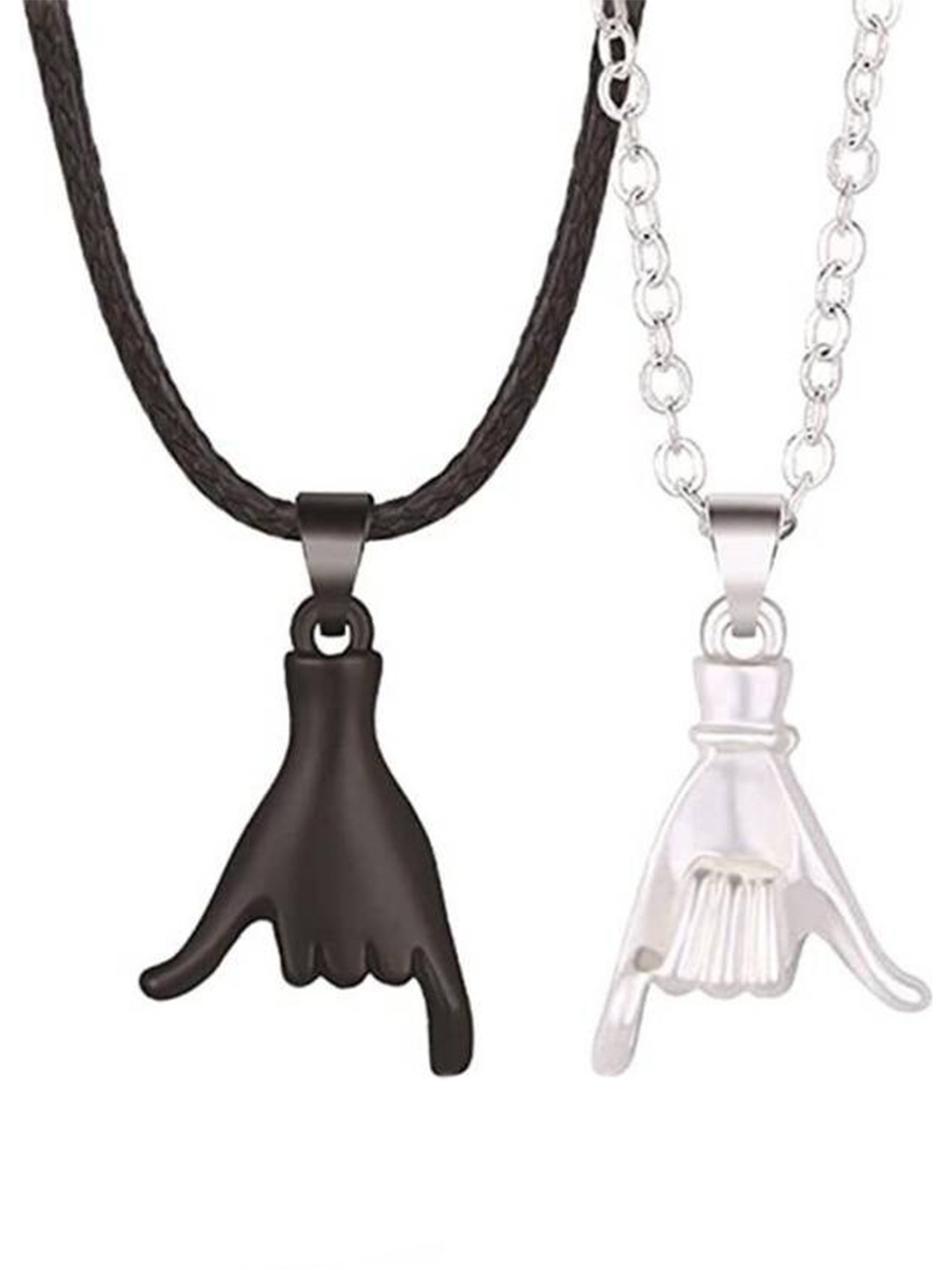 

VIEN Silver-Plated Holding Hands Couple Chain, Black