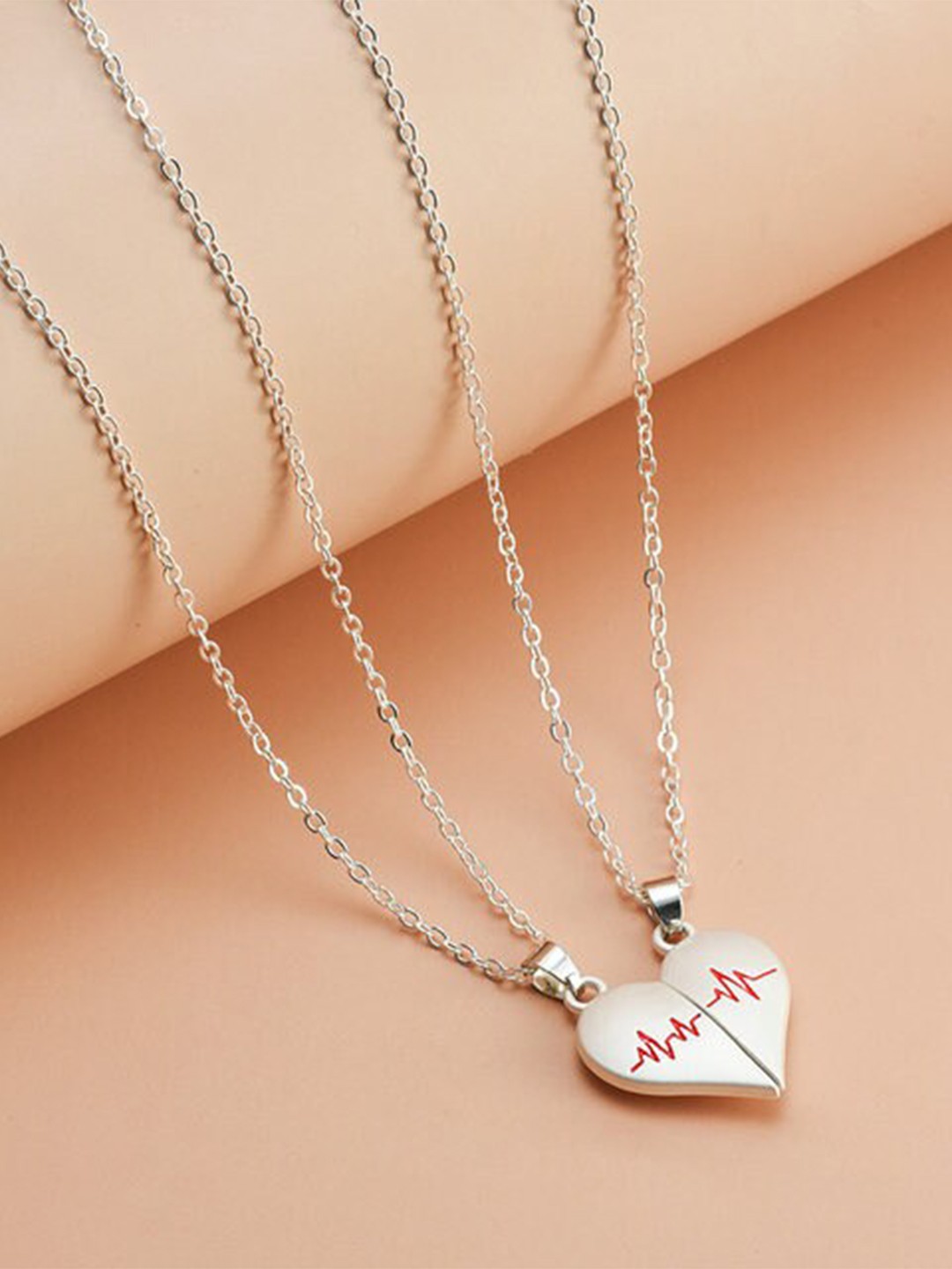 

VIEN Heart Pendant Magnetic Couple Chain, Silver
